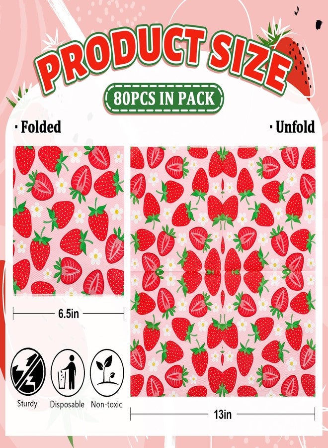 Whaline 80Pcs Strawberry Paper Napkins Fruit Disposable Napkins Red Pink Luncheon Dinner Table Napkins for Wedding Birthday Baby Shower Party Supplies - Image 2